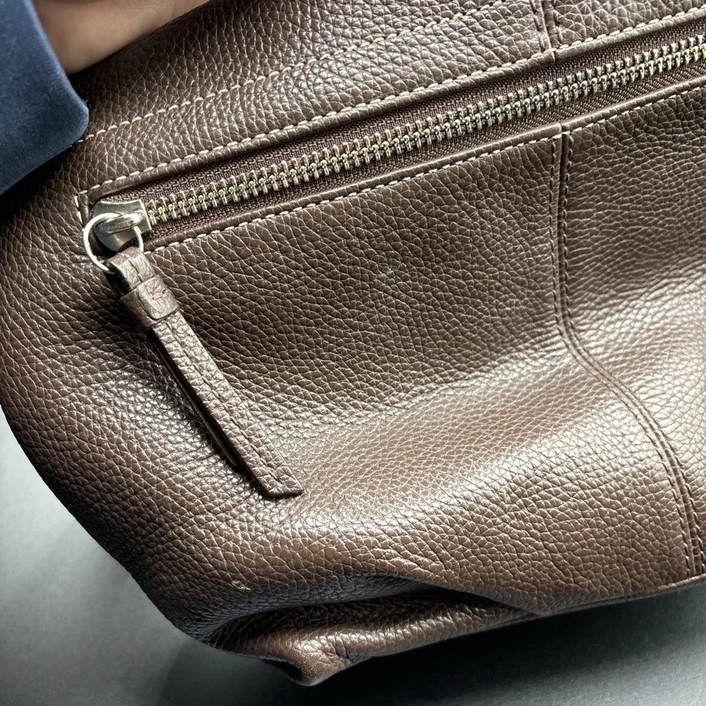 Coach East West Duffle Shoulder Bag F15065 Brown Pebbled Leather Purse